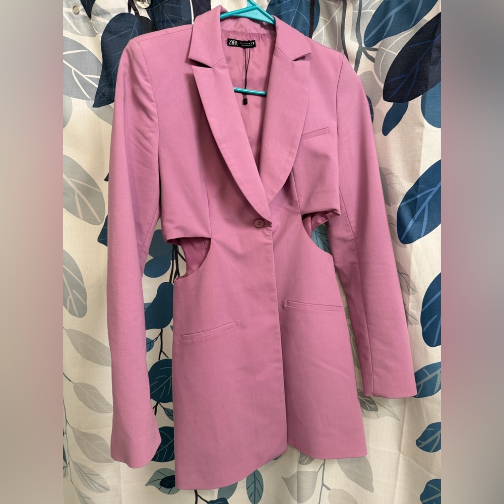 Zara Dusty Pink Cutout Blazer Dress